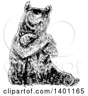 Poster, Art Print Of Black And White Cool Bear Sitting