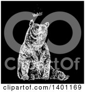 Poster, Art Print Of Black And White Bear Sitting With A Crown