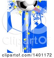 Poster, Art Print Of Soccer Ball Over A Grungy French Pattern With European Stars