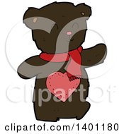 Poster, Art Print Of Cartoon Brown Bear Wearing A Scarf