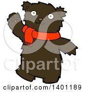 Poster, Art Print Of Cartoon Brown Bear Wearing A Scarf