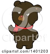 Poster, Art Print Of Cartoon Brown Bear Wearing A Scarf