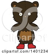 Clipart Of A Cartoon Brown Teddy Bear Wearing Red Shoes Royalty Free Vector Illustration