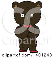 Clipart Of A Cartoon Brown Teddy Bear Wearing A Red Bow And Shoes Royalty Free Vector Illustration
