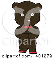 Poster, Art Print Of Cartoon Brown Teddy Bear Wearing A Red Bow And Shoes