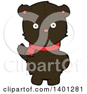 Poster, Art Print Of Cartoon Brown Teddy Bear Wearing A Scarf