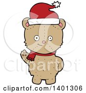 Clipart Of A Cartoon Brown Christmas Teddy Bear Royalty Free Vector Illustration