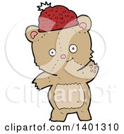 Poster, Art Print Of Cartoon Brown Teddy Bear Wearing A Winter Hat