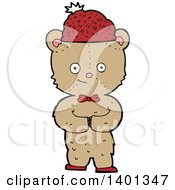 Poster, Art Print Of Cartoon Brown Teddy Bear Wearing A Winter Hat