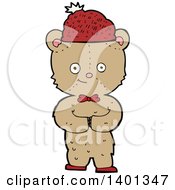 Clipart Of A Cartoon Brown Teddy Bear Wearing A Winter Hat Royalty Free Vector Illustration