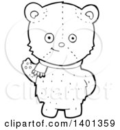 Poster, Art Print Of Cartoon Black And White Lineart Teddy Bear