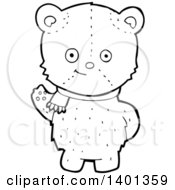 Clipart Of A Cartoon Black And White Lineart Teddy Bear Royalty Free Vector Illustration