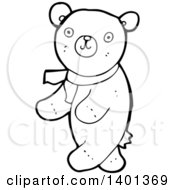 Poster, Art Print Of Cartoon Black And White Lineart Bear