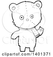 Poster, Art Print Of Cartoon Black And White Lineart Teddy Bear