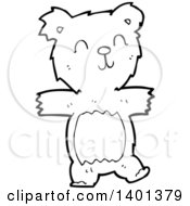 Poster, Art Print Of Cartoon Black And White Lineart Bear