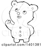 Poster, Art Print Of Cartoon Black And White Lineart Teddy Bear