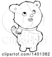 Poster, Art Print Of Cartoon Black And White Lineart Teddy Bear