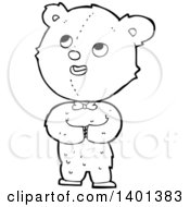 Poster, Art Print Of Cartoon Black And White Lineart Teddy Bear