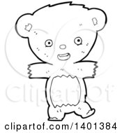 Poster, Art Print Of Cartoon Black And White Lineart Bear