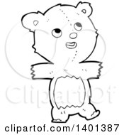 Poster, Art Print Of Cartoon Black And White Lineart Teddy Bear