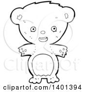 Poster, Art Print Of Cartoon Black And White Lineart Teddy Bear