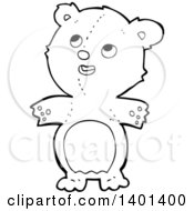 Poster, Art Print Of Cartoon Black And White Lineart Teddy Bear