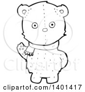 Poster, Art Print Of Cartoon Black And White Lineart Teddy Bear