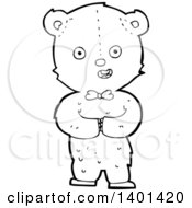 Poster, Art Print Of Cartoon Black And White Lineart Teddy Bear