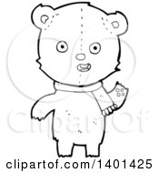 Poster, Art Print Of Cartoon Black And White Lineart Teddy Bear