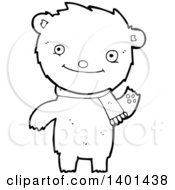 Clipart Of A Cartoon Black And White Lineart Bear Royalty Free Vector Illustration