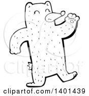 Poster, Art Print Of Cartoon Black And White Lineart Bear