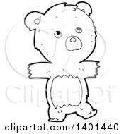 Poster, Art Print Of Cartoon Black And White Lineart Bear