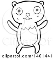 Poster, Art Print Of Cartoon Black And White Lineart Bear