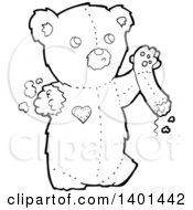 Poster, Art Print Of Cartoon Black And White Lineart Teddy Bear