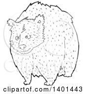 Poster, Art Print Of Cartoon Black And White Lineart Bear