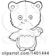 Poster, Art Print Of Cartoon Black And White Lineart Teddy Bear