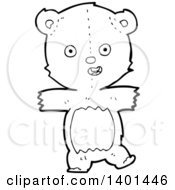 Poster, Art Print Of Cartoon Black And White Lineart Teddy Bear