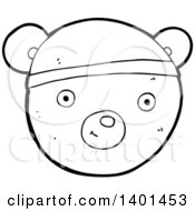 Poster, Art Print Of Cartoon Black And White Lineart Bear