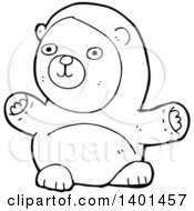 Poster, Art Print Of Cartoon Black And White Lineart Bear