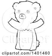 Poster, Art Print Of Cartoon Black And White Lineart Bear