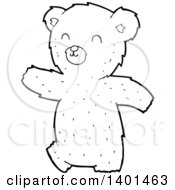 Poster, Art Print Of Cartoon Black And White Lineart Bear