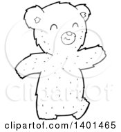 Poster, Art Print Of Cartoon Black And White Lineart Bear