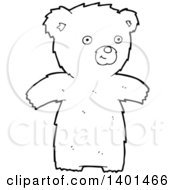 Poster, Art Print Of Cartoon Black And White Lineart Bear