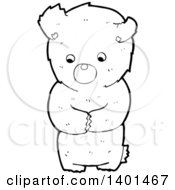 Poster, Art Print Of Cartoon Black And White Lineart Bear