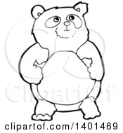 Poster, Art Print Of Cartoon Black And White Lineart Bear