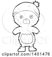 Poster, Art Print Of Cartoon Black And White Lineart Bear