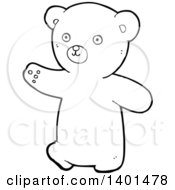 Poster, Art Print Of Cartoon Black And White Lineart Bear