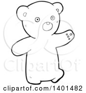 Poster, Art Print Of Cartoon Black And White Lineart Bear