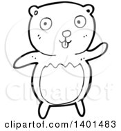 Poster, Art Print Of Cartoon Black And White Lineart Bear