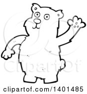 Poster, Art Print Of Cartoon Black And White Lineart Bear